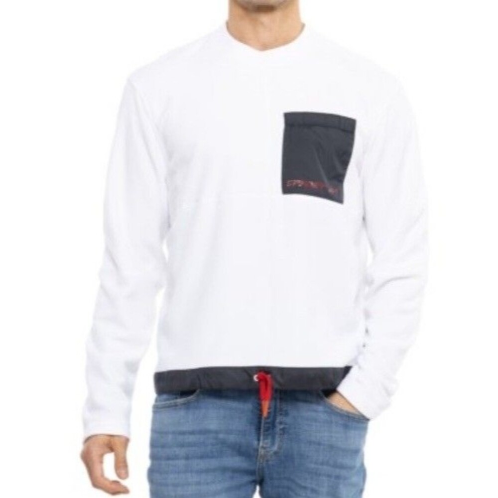 Spyder Reebok Shirt Unisex M White Y2K Lounge Pocket Skater Drawcord msrp $89